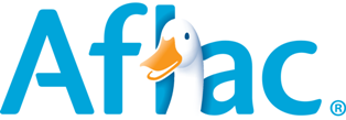 Aflac logo featuring the company's name in blue text, with the letter 